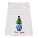OTOUO Chinoiserie Christmas Kitchen Towels, Blue and White Chinoiserie Decor Christmas Tree Hand Towels, Coquette Red Bow Christmas Dish Towels Tea Towels, Grandmillennial Home Decor, 16x24 Inch Pack of 2