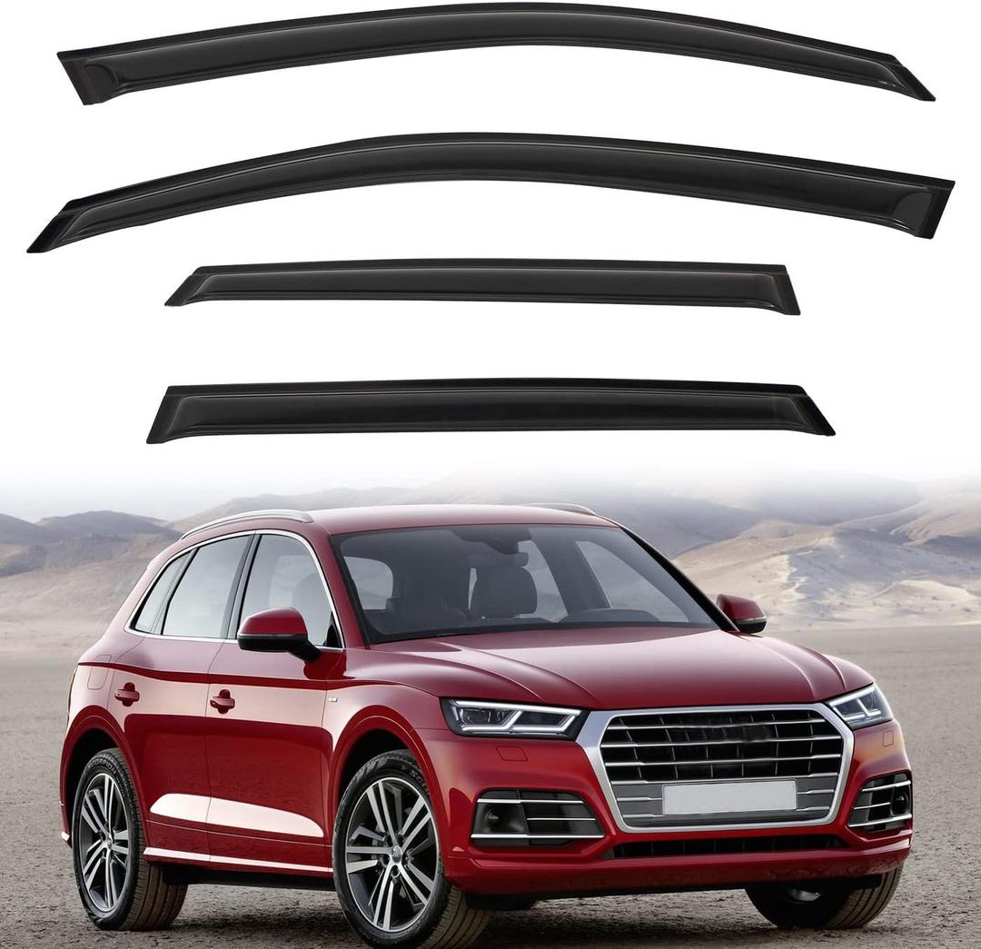 Rain Guards Compatible with 2009-2017 Audi Q5/SQ5 8R Set of 4 Tape-On Side Window Visor Wind Deflector Vent Visors Car Accessories