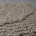 Adyrescia Chunky Knit Blanket Throw | 100% Hand Knit with Jumbo Chenille Yarn (50"x60", Cream White)