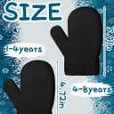SATINIOR 3 Pairs Toddler Magic Stretch Mittens Little Girls Soft Knit Mitten Baby Boys Winter Knitted Gloves (Black)