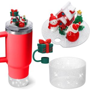 2 x Mity rain Christmas Cup Accessories for Stanley Cup 30oz 40oz,Including Boot, Silicone Straw Topper Cover Cap, Lid Charms for H2.0 Tumbler (Gift Box 30 oz)