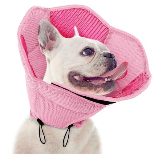 SUNFURA Dog Cone - Soft Cone for Dogs to Stop Licking, Pet E-Collar Alternative After Surgery, Adjustable Pet Recovery Collar for Wound Healing, Pink Medium : Pet Supplies