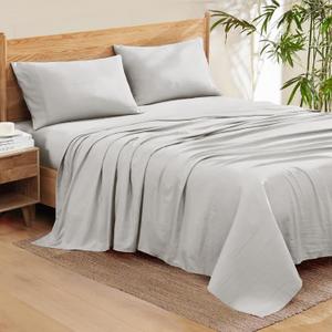500-TC Egyptian Cotton Sheets, Full (54" x 75") Size Sheet Set, 4-PCs Sheet Set, Full Size, Fits 19-22" Deep Pocket Sheets, Bed Sheets, Silver Grey