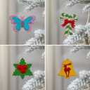 JIALEIXI Wooden DIY Christmas Ornaments, 42PCS Christmas Tree Decorations, Wooden Art Magnets Crafts Painting Kit Hanging Decorations for Home Party Holiday Indoor