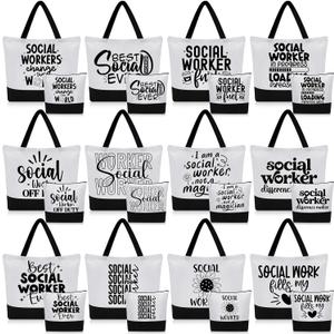 Paterr 24 Pcs Social Worker Appreciation Gift Set Thank You Tote Bag with Makeup Pouch for MSW Students Teacher Nurse