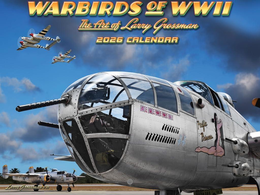 2 x Vintage Airplane Calendar 2026 Larry Grossman Warbirds WW2 Aviation Monthly Wall 12 Month | American Made In The USA