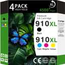 910XL High Yield Ink Cartridges Combo Pack (Black/Cyan/Magenta/Yellow 4-Pack) Compatible for HP 910XL HP910 HP910XL Replacement for Office Jet Pro 8020 8025 8028 8010 OfficeJet 8015 8022 Printers