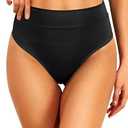 Women's Two Piece Bikini Swimsuit Sexy Ribbed Triangle Top Bathing Suits String Cheeky Bikini Sets (Medium, Black) 
