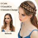 CJL HAIR 2PCs Braided Headbands Hair Piece for Women Synthetic Hair Hoops Head Bands Handmade Braid Hairband Accessories Elastic Stretch Headwrap Sahara Beige