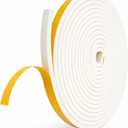 Weather Stripping Foam Tape, 17 Ft Door Seal Strip, EVA Material, High Density 1/4" Thick, No Residue Adhesive, Weatherproof Door Seal Strip for Sliding Door, Windows, White (3/8" Wide)