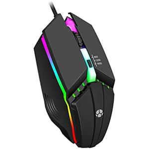 Guiheng Wired Gaming Mouse, Optical USB Mice for Laptop/Desktop, 800 to 1600 and RGB Light, Ergonomic with 4 Programmable Buttons for Computer Windows 7/8/10/XP Vista Linux Chromebook PC