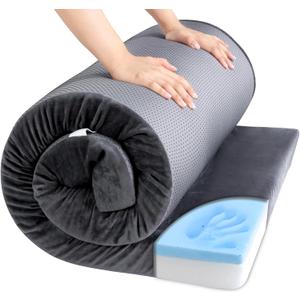 HOMBYS 3 INCH Thick Waterproof Memory Foam Camping Mattress for Outdoor Sleeping, Portable Roll Up Mattress Pad Mat for Travel Truck Bed Tent (Grey)