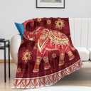 Elephant Throw Blanket for Women - Red Fleece Flannel Blanket for Couch, Super Warm Soft Plush Lightweight Winter Bedding - Elephant Decor Gifts for Kids Adults 40"x50"