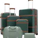 Coolife Luggage Set Suitcase Carry On Luggage PC Hardshell Luggage TSA Lock Spinner Wheels Telescopic Handle (6 piece set, Dark Green)