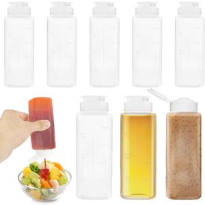 9 Pack 8 oz Condiment Squeeze Bottles with Flip Top Salad Dressing Container Inverted Hot Sauce Bottles for Liquids Home Kitchen Camping