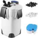 Flexzion Aquarium Canister Filter with 370GPH Flow Rate, UV-C Lamp, Spray Bar, & 3-Stage Media Filtration for up to 100 Gallon Fish Tanks - Ultra-Quiet External Canister Filters for Aquarium (370GPH (HW-303B))