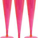 Party Essentials 20 Count Hard Plastic Twopiece 5 oz Champagne Flutes, Neon Pink
