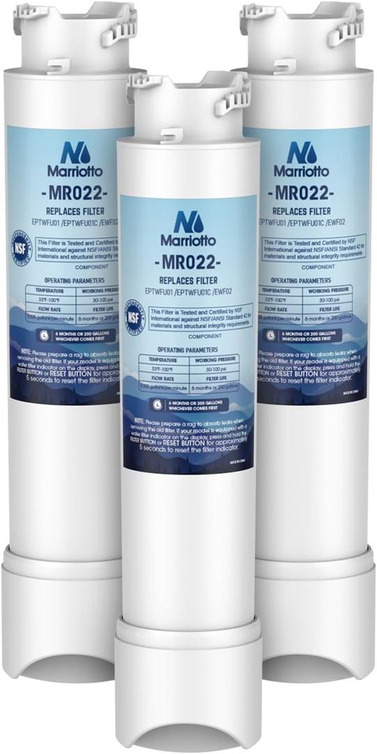 MARRIOTTO MR022 Water Filter Replacement, Compatible with Frigidaire EPTWFU01, EWF02, Pure Source Ultra II, 3 PACK