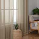 Chyhomenyc Taupe Sheer Curtains 84 Inches Long 2 Panels Set- Light Filtering Curtains for Bedroom, Soft Airy Voile Rod Pocket Living Room Window Drapes, 42Wx84L Inches, 2 PCS