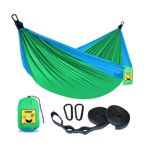 SZHLUX Kids Hammock - Kids Camping Gear, Camping Accessories with 2 Tree Straps and Carabiners for Indoor/Outdoor Use, Sapphire Blue & Grass Green