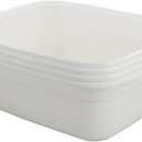 12 Quart Plastic Wash Basin, 4 Pack Dish Pan, White