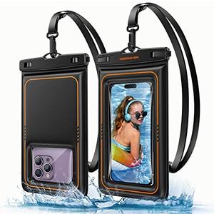 UNBREAKcable Floating Waterproof Phone Pouch 2 Pack, IPX8 Waterproof Phone Case Dry Bag Kayak/Beach/Cruise Travel Essentials, Water Proof Pouch for iPhone 17 16 15 Pro Max, Samsung S25 Ultra S24-7"