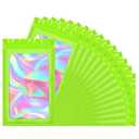 FITIMOR 100 PCS Mylar Holographic Bags, Clear Resealable Bags, Scent Proof Bag, Bracelet Bag, Valentines Day Decorations Gift Baggies for Lipgloss, Eyelash, Jewelry Packaging | Green, 2.9x4.7 Inch