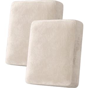 H.VERSAILTEX Velvet Stretch Couch Cushion Cover Plush Cushion Slipcover for Chair Loveseat Sofa Cushion Furniture Protector Seat Cushion Sofa Cover (2 Piece Medium Sofa Cushion Covers, Ivory)