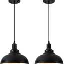 2 Pack Farmhouse Pendant Light Black Pendant Lights Kitchen Island Industrial Adjustable Hanging Barn Lamp Pendant Lighting Over Island Sink Light Fixtures