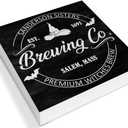 2 x Halloween Decorations, Witches Brew Wooden Sign Decor Desk Sign Black Vintage Wooden Block Sign Halloween Home Decor for Table Shelf 5 x 5 Inch