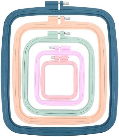 5 Pieces 5 Sizes Square Embroidery Hoops, ABS Plastic Embroidery Hoops for DIY Embroidery Craft