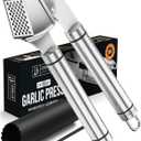 ORBLUE Garlic Press Stainless Steel - Premium Professional Grade Garlic Mincer, Crusher & Peeler Set - Easy Clean, Dishwasher Safe & Rust-proof (Ageless Silver)