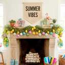 VIHOSE 40 Pcs Summer Ball Ornaments Colorful Hawaiian Ornaments for Tree 1.18" Flamingo Sun Coconut Palm Hanging Decorations Pink Blue Hanging Summer Beach Plastic Balls for Home Decors Holiday Party