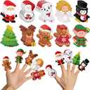 Soulchen 30 Pcs Christmas Finger Puppets Felt Toys, Santa Elk Snowman Xmas Tree Finger Puppets Christmas Party Favor Toys Goodie Bag Fillers