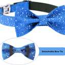 Blue Boy Dog Collar with Bow, Bling Male Bowtie Dog Collar for Puppy Small Medium Dogs, Cute Dog Collar for Daily Walking or Holiday Party (Neck fit 11-16)