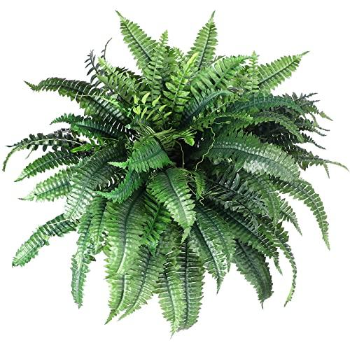 Jutom Artificial Ferns Outdoors Faux Boston Fern Bush 88 Long Silk Branch Large Fake Shrubs for House Office Garden Outdoors Indoor Decor Arrangement, 29.5 Inch(1 Pcs)
