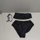 Pink Queen Women's Removable Strap Wrap Pad Cheeky High Waist Bikini Set Swimsuit (Medium, Black)