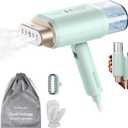 Newbealer Professional Business Travel Steamer, 1200W High-Power Dual Voltage (100-240V), Fast 20s Heat Up for Clothes Horizontal Vertical Steaming, Foldable & Solid 1.72 lbs, 180ml (Green)