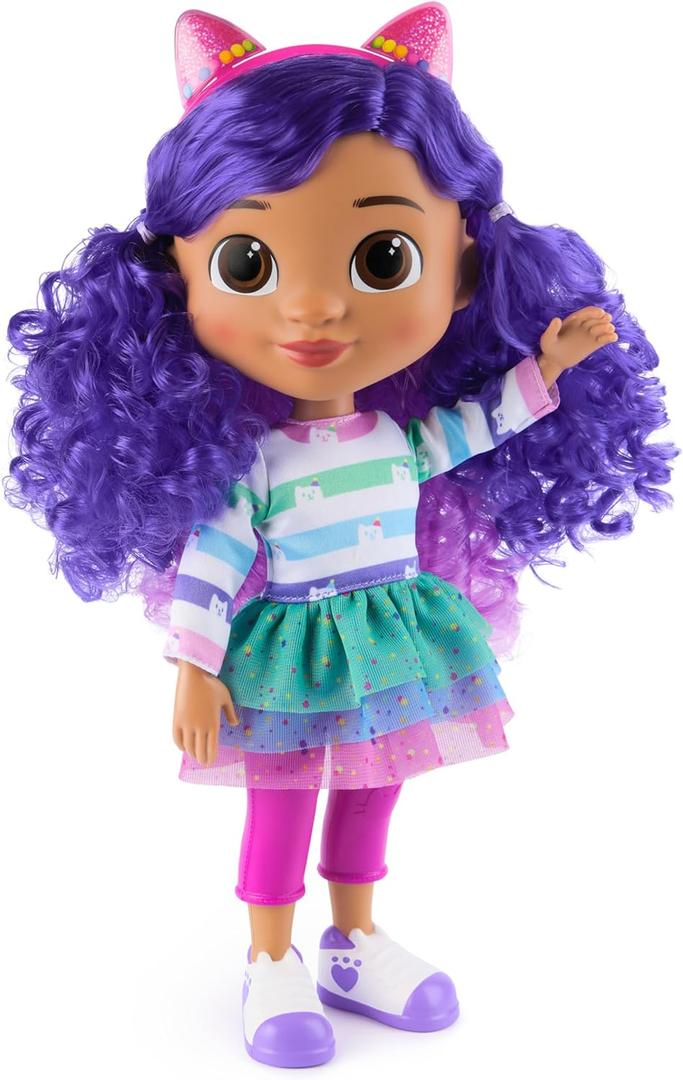 Gabby's Dollhouse DreamWorks, Sing & Celebrate Gabby Girl Doll, 13-Inches Tall with Sound Effects & Reversible Cat Ears, Kids Toys for Girls & Boys Ages 3+