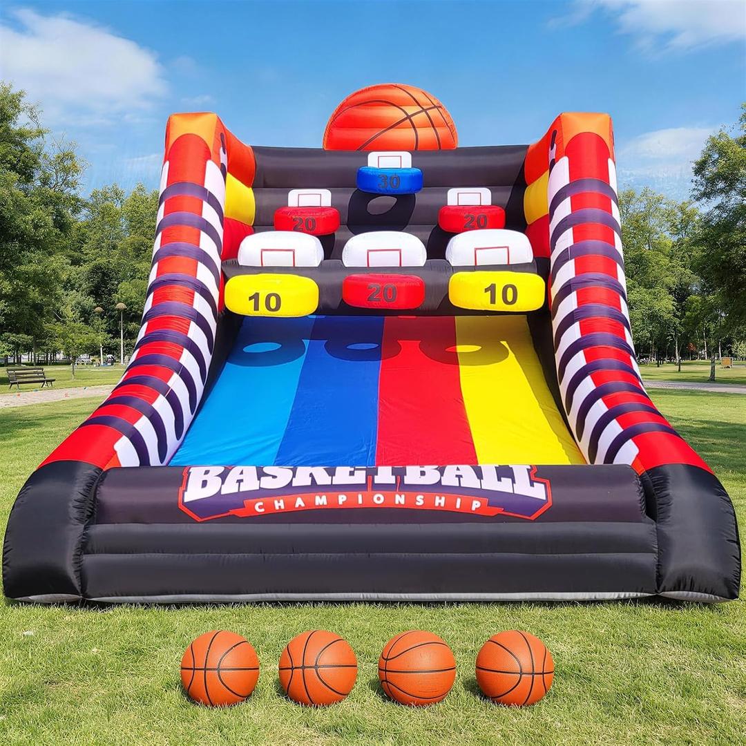 OZIS Inflatable Basketball Hoop Shoot Game, Interactive Inflatable Party Basketball Game Portable with 4 Balls & Blower Easy Set-Up Ideal for for Outdoors Parties, Sports Events, Backyard Play