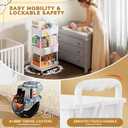 Goovilla Diaper Cart with Lockable Wheels and Easy Assembly, 3 Tier White Rolling Cart for Baby Nursery Storage, Sturdy Ample Diaper Caddy Organizer for Baby Girl, Boy, New Mom, Newborn Essentials