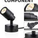 SUNVIE 2 Pack LED 120V SpotLights Indoor, 3W Up Lights Floor Spotlight, 3000K Uplights Indoor Accent Lighting for Plants Pictures Artwork, 5.9 FT Cord with Foot Switch