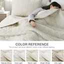 Corduroy Quilt Set Queen 90"x90", Lightweight All-Season Quilt with 2 Pillow Shams, Soft Fine-Striped Quilted Bed Cover, Beige