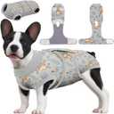 PetWarm Recovery Suit for Dogs, Dog Surgical Recovery Suit Female and Male, Dog Onesie for Surgery, Anti-Licking Dog Surgery Recovery Suit, Monkey Pattern, Grey, XS (X-Small (Back:8.3-11.4'', Weight:4-7LB))