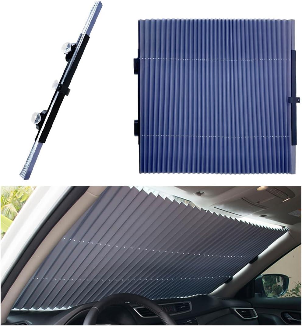 Retractable Windshield Sun Shade, 27.6"60" Sunshade Protector Blocks 99% UV Rays to Keep Your Car Cool, Front Windshield Sunshade Cover for Most Vehicles, Car Accessories (27.6"60")