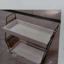 2 Tier Bathroom Counter Organizer with Drawer & Basket, Wooden Vanity Tray Countertop Shelf Accessories for Makeup Storage, Coffee Bar Station, Perfume Skincare, Kitchen, Bedroom (White)