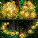 Honoson 4.7 Inch Solar Globe Lights Outdoor - Waterproof Cracked Glass Balls for Lawn Patio Yard Backyard Decorations, Warm White Solar LED Lights with Easy Installation,Durable Design (4 Pcs)