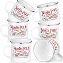 Yaomiao North Pole Hot Chocolate Mug Christmas Coffee Mugs Christmas Gifts Santa Xmas Enamel Cups with Handle Stainless Steel Mug for Women Men Employee(6 Pcs,Stainless Steel, Enamel)