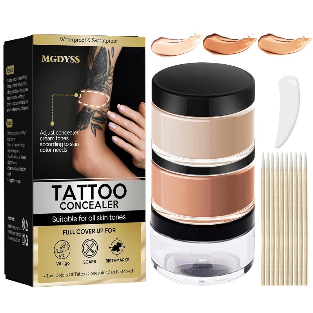 Tattoo Cover Up Concealer 2 Colors Waterproof Full Coverage Foundation for Tattoos, Scars & Imperfections Long-Lasting, Sweat Resistant & Lightweight for All Skin Tones Complete Mixing Kit
