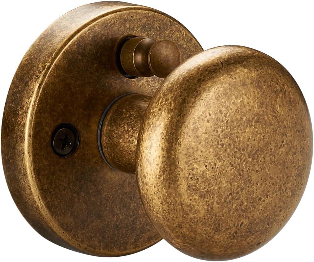 Antique Brass Privacy Door Knob  Classic Round Design with Push-Button Lock, Elegant Interior Handle for Bedroom, Bathroom, Kitchen, Vintage Style Long-Lasting Hardware